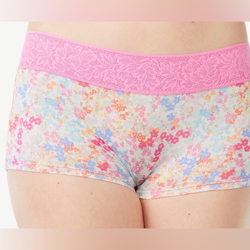 JoySpun Women’s 3PK  Boy short Lace Modal real floral peach blue peach  XXL(20) - Picture 4 of 5